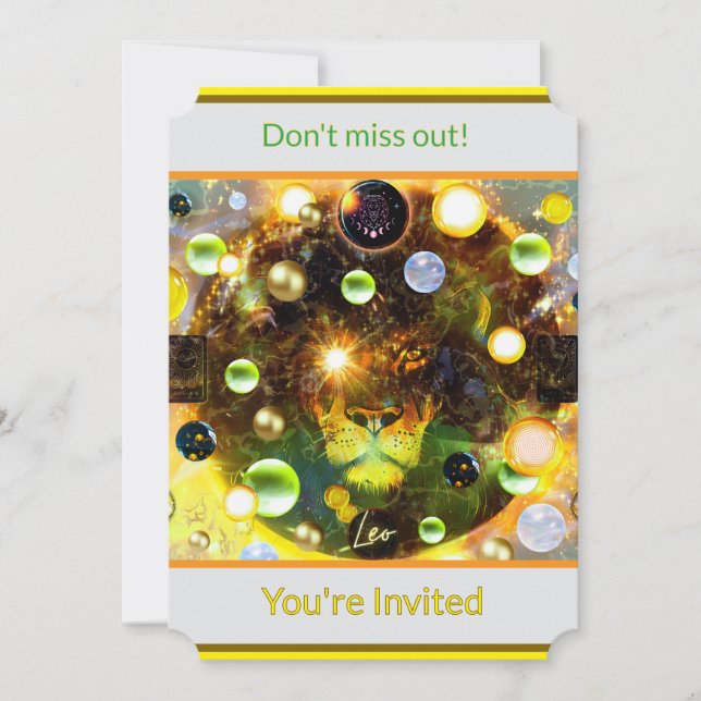 Invitation du zodiaque Lion Leo (Devant)