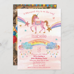 INVITATION DUAL - Unicorn et Dinosaur Invitation d
