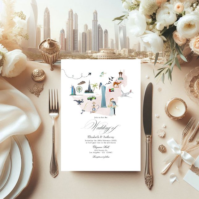 Invitation Dubaï EAU Destination Mariage (Dubai UAE Destination Wedding Invitation)