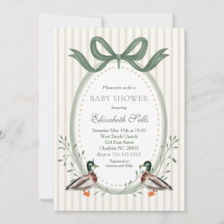 Invitation Duck Baby Shower Invitation, Mallard baby shower