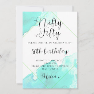 Invitation Duck Egg Turquoise 50e Anniversaire Fête Invitatio