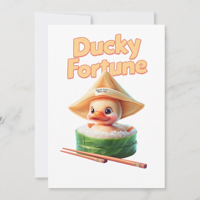 Invitation "Ducky Fortunes" Kawaii Duckling (Devant)
