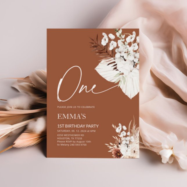 Invitation d'un 1er anniversaire Terracotta Boho P (Créateur téléchargé)