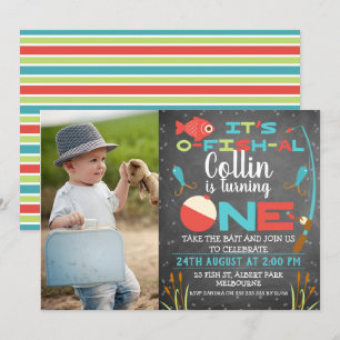 Invitation d'un anniversaire à Chalkboard O-fish-a