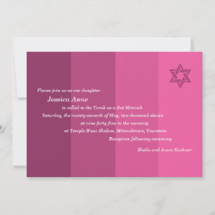 Invitation d'un Bat mitzvah Rose tonal
