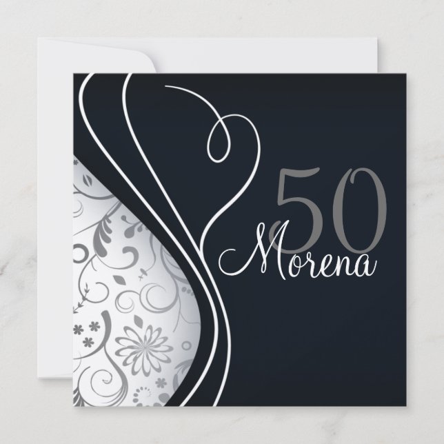 Invitation d'un Carré noir élégant (Devant)