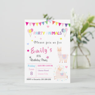 Invitation d'un lama mignon & Papeterie de fête po