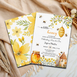 Invitation d'un petit Baby shower de bocal de miel