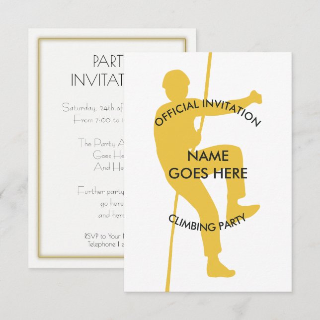 Invitation d'une Escalade de rock personnalisable (Devant / Derrière)