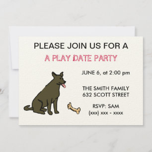 Invitation d'une fête de la date de jeu de chien