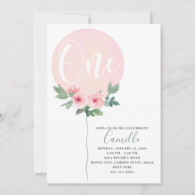 Invitation d'une fille à l'anniversaire du ballon  (Devant)