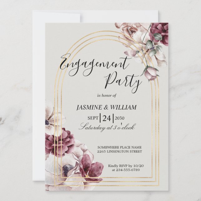 Invitation d'une partie d'engagement élégante, per (Devant)