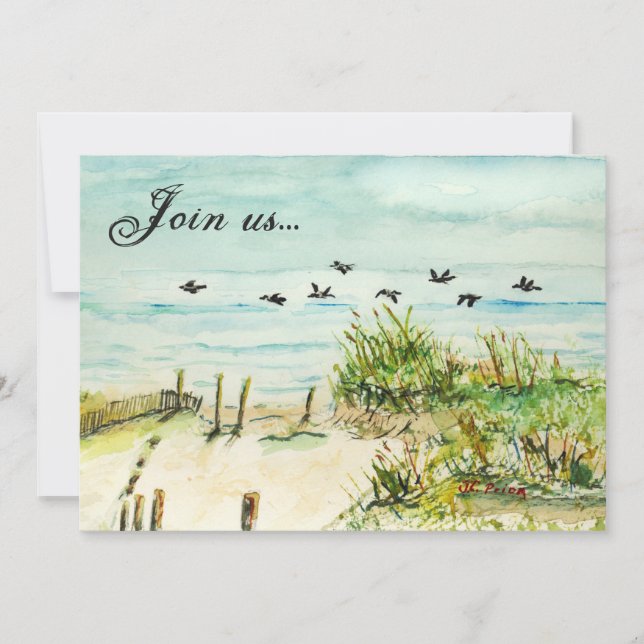 Invitation Dunes de sable et mouettes Banques extérieures Car (Devant)