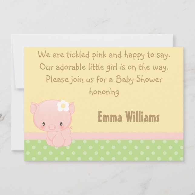 Invitation Dupe l'invitation de baby shower de porc de ferme (Devant)