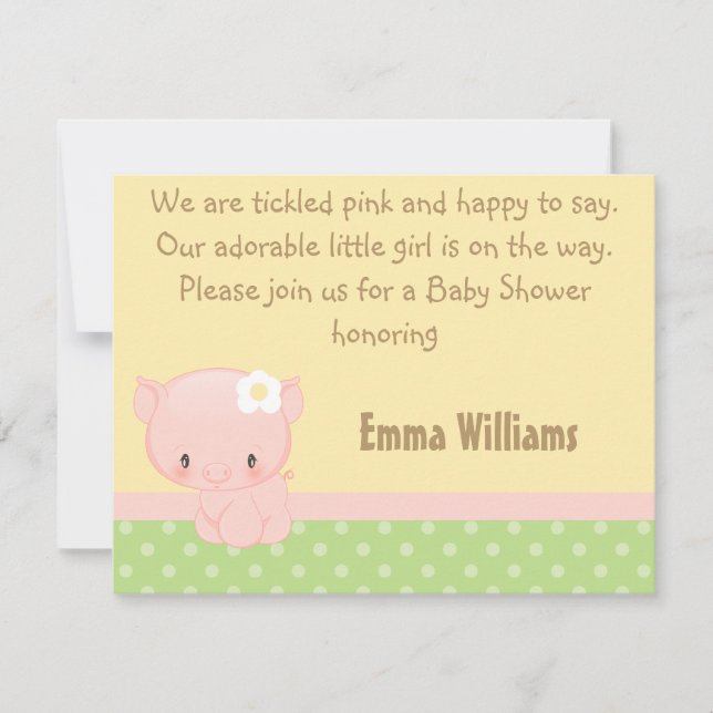 Invitation Dupe l'invitation de baby shower de porc de ferme (Devant)