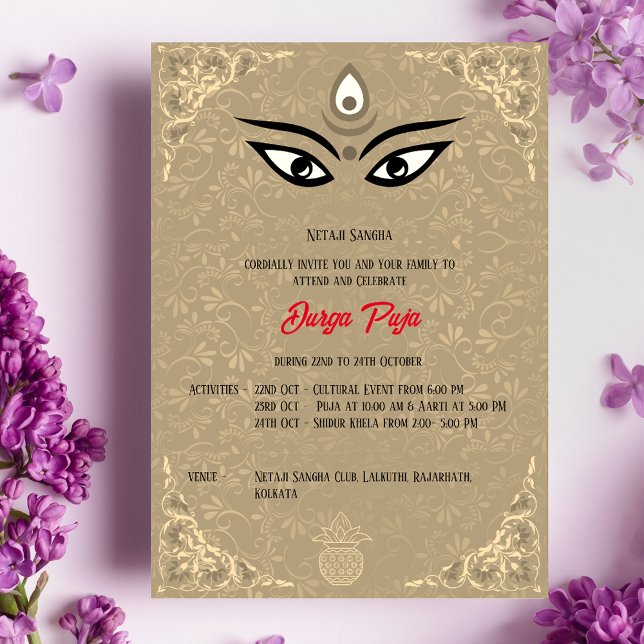 Invitation Durga Puja Navratri Bengali (Créateur téléchargé)