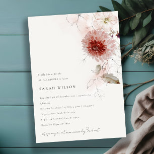 Invitation Dusky Fall Marsala Blush Floral Fête des mariées