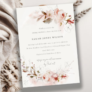 Invitation Dusky Fall Marsala Blush Floral Fête des mariées