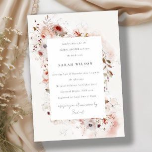 Invitation Dusky Fall Marsala Blush Floral Fête des mariées