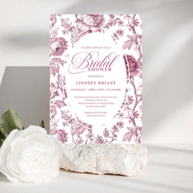 Invitation Dusky Pink Toile Roses Pattern Bridal Shower Invit (Dusky Pink Toile Roses Pattern Bridal Shower Invitation

)