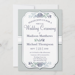 Invitation Dusky Polkadot Mariage virtuel Mariage Livestream