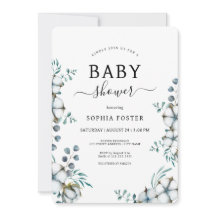 Dusty Baby shower botanique de fleurs de coton ble