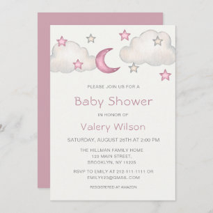 Invitation Dusty Baby shower fille rose