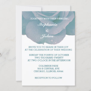 Invitation Dusty Bleu Blanc Floral Rose Cool Élégant mariage