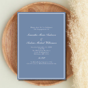 Invitation Dusty Bleu Blanc Formal Élégant Fiançailles de mar