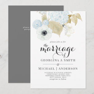 Invitation Dusty Bleu Blanc Marine Anemone Mariage BUDGET