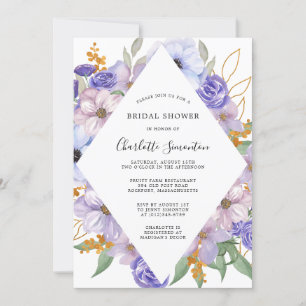 Invitation Dusty bleu bleu Fête des mariées florale