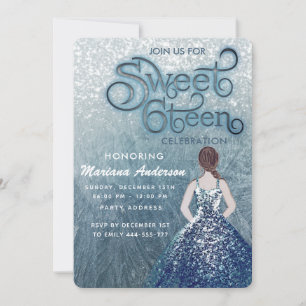 Invitation Dusty bleu neige hiver merveilleux doux 16