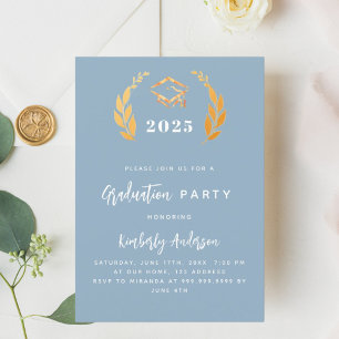 Invitation Dusty bleu or couronne 2025 Graduation Party