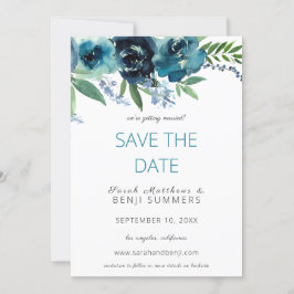 Invitation Dusty Blue 2 Floral Save / Changer la date 3 Grand