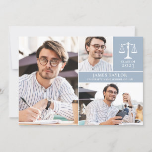 Invitation Dusty Blue 3 Photo Law School Graduation Party