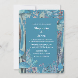 Invitation Dusty Blue Abstrait Art Woodland Champhroom Mariag