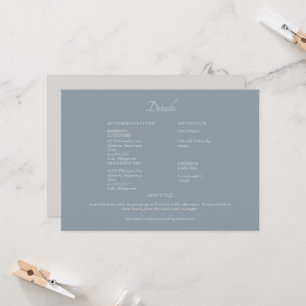 Invitation Dusty Blue & Beige Mariage Détails