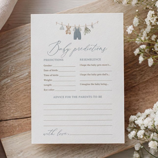 Invitation Dusty Blue Boho Baby Clothes Predictions Advice (Créateur téléchargé)