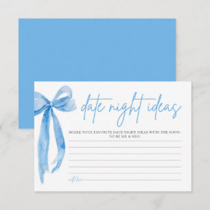 Invitation Dusty Blue Bow Fête des mariées Date Night Ideas J