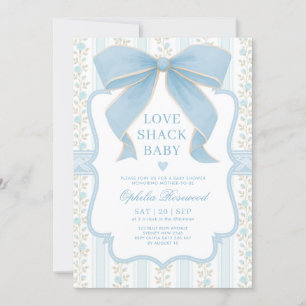 Invitation Dusty Blue Bow Love Shack Baby Boy Douche