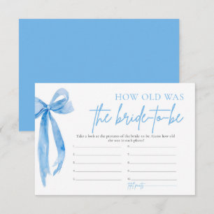 Invitation Dusty Blue Bow Quel Âge Était La Mariée À Être Jeu