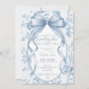 Invitation Dusty Blue Bow Toile Quelque chose de bleu Fête de