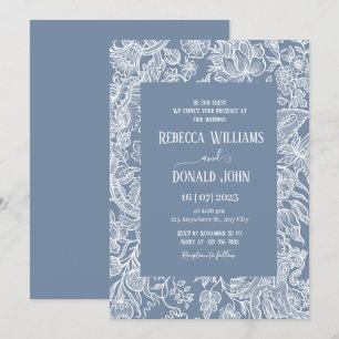 Invitation Dusty Blue Chinoiserie Floral mariage