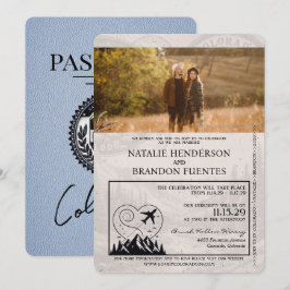 Invitation Dusty Blue Colorado Mariage de passeport