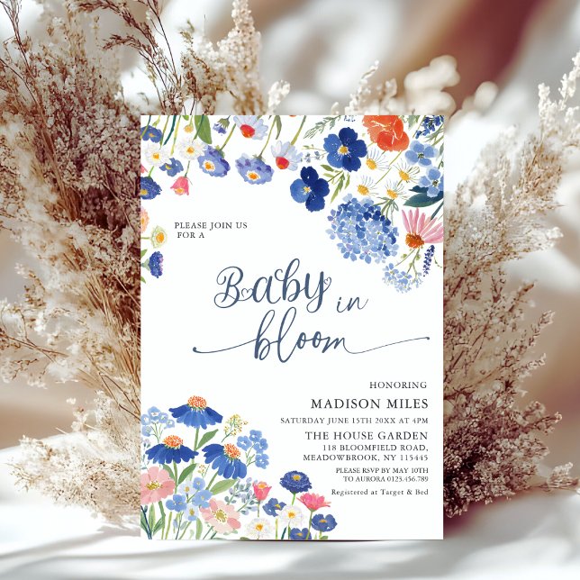 Invitation Dusty Blue Cornflower Meadow Baby in Bloom Shower (Créateur téléchargé)