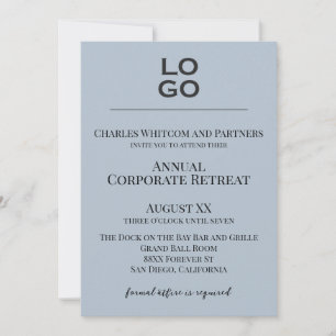 Invitation Dusty Blue Custom Logo Business Business Event