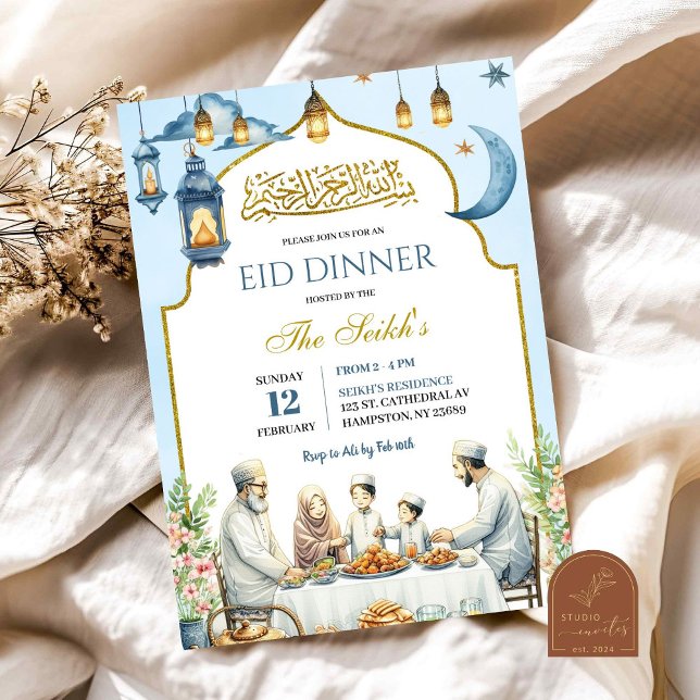 Invitation Dusty Blue Eid Ramadan Iftar Dîner Islam Famille (Créateur téléchargé)