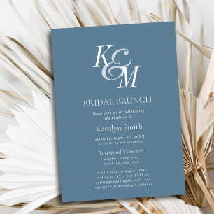 Invitation Dusty Blue Élégant Classique Simple Bridal Brunch