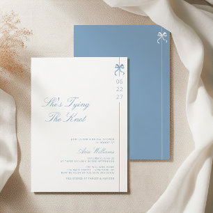 Invitation Dusty Blue Elle Noue les Nœuds Cadeau de Mariage