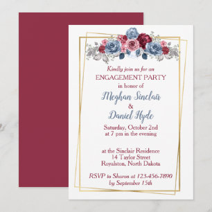 Invitation Dusty Blue et Burgundy